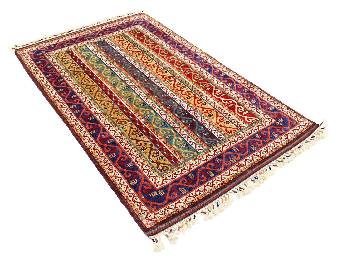 Blue Afghan Oriental Rug 4' 2" x 6' 6" Hand-Knotted | No. AT61524