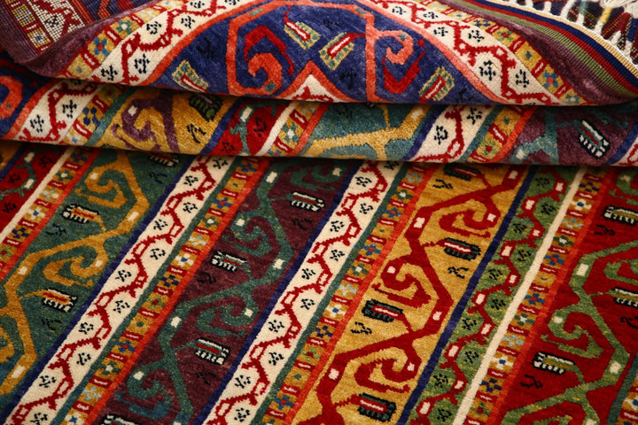 Blue Afghan Oriental Rug 4' 2" x 6' 6" Hand-Knotted | No. AT61524