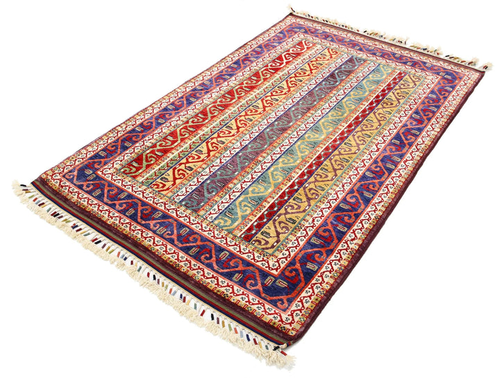Blue Afghan Oriental Rug 4' 2" x 6' 6" Hand-Knotted | No. AT61524