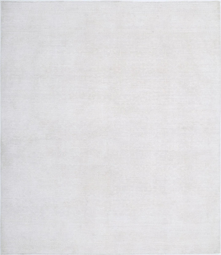Ivory Afghan Tabriz Rug 8' 2" x 9' 6" Hand-Knotted | No. AT61558