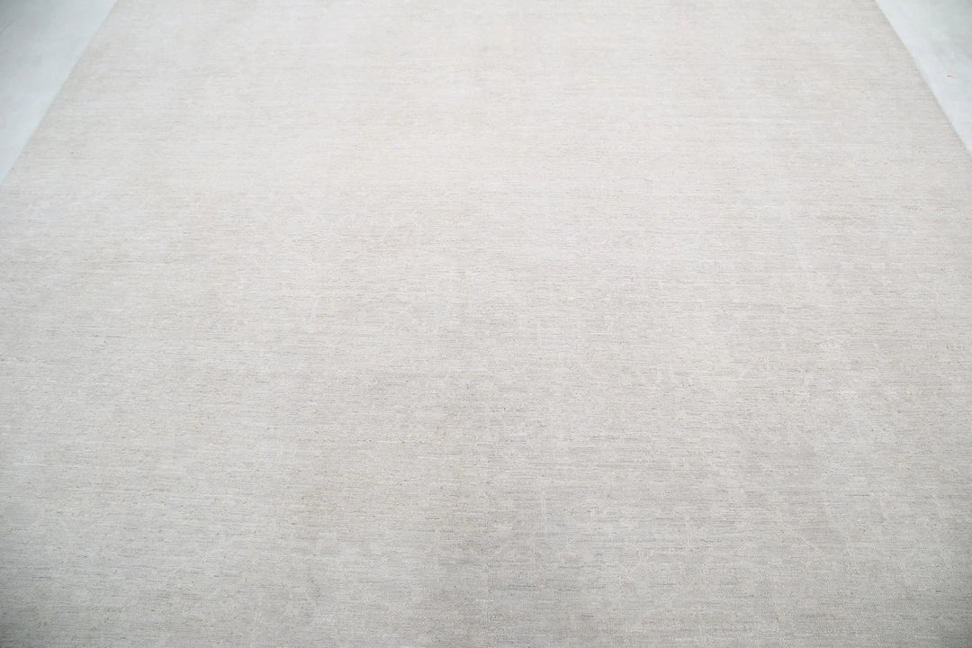 Ivory Afghan Tabriz Rug 8' 2" x 9' 6" Hand-Knotted | No. AT61558