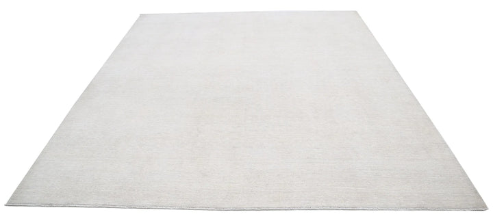 Ivory Afghan Tabriz Rug 8' 2" x 9' 6" Hand-Knotted | No. AT61558