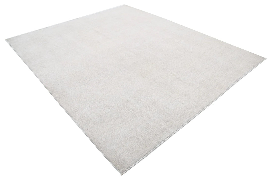 Ivory Afghan Tabriz Rug 8' 2" x 9' 6" Hand-Knotted | No. AT61558