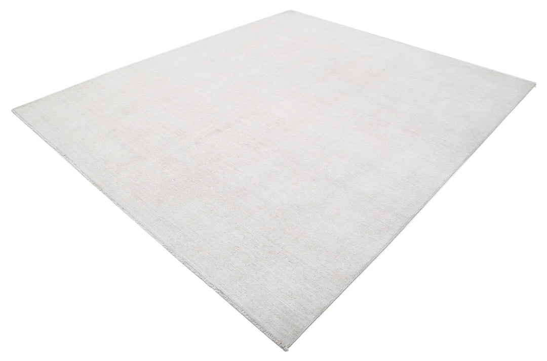 Ivory Afghan Tabriz Rug 8' 2" x 9' 6" Hand-Knotted | No. AT61558
