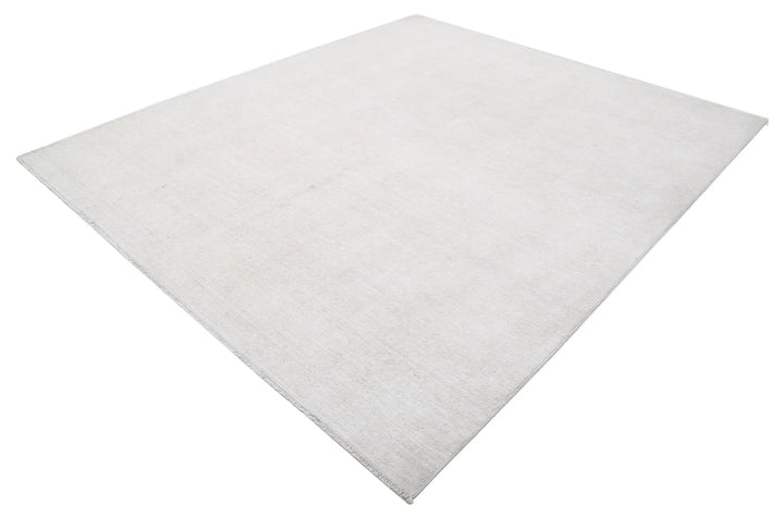 Ivory Afghan Tabriz Rug 8' 2" x 9' 6" Hand-Knotted | No. AT61558