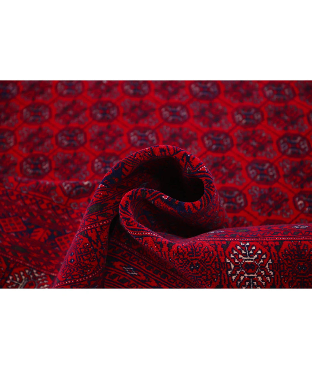 Red Afghan Beljik Rug 6' 6" x 9' 6" Hand-Knotted | No. AT61570