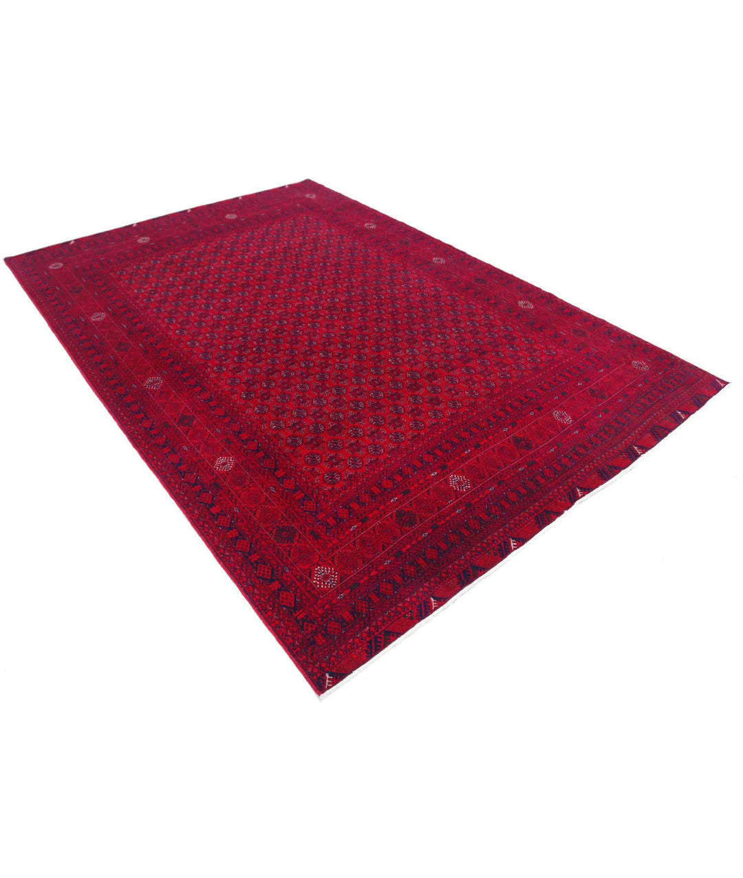 Red Afghan Beljik Rug 6' 6" x 9' 6" Hand-Knotted | No. AT61570
