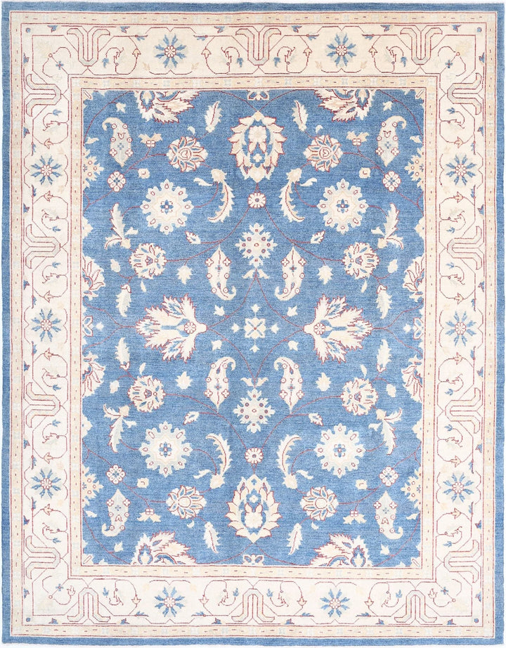 Blue Afghan Ziegler Rug 7' 11" x 10' 4" Hand-Knotted | No. AT61579