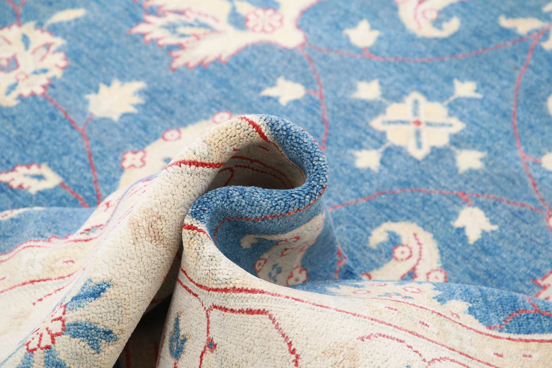 Blue Afghan Ziegler Rug 7' 11" x 10' 4" Hand-Knotted | No. AT61579