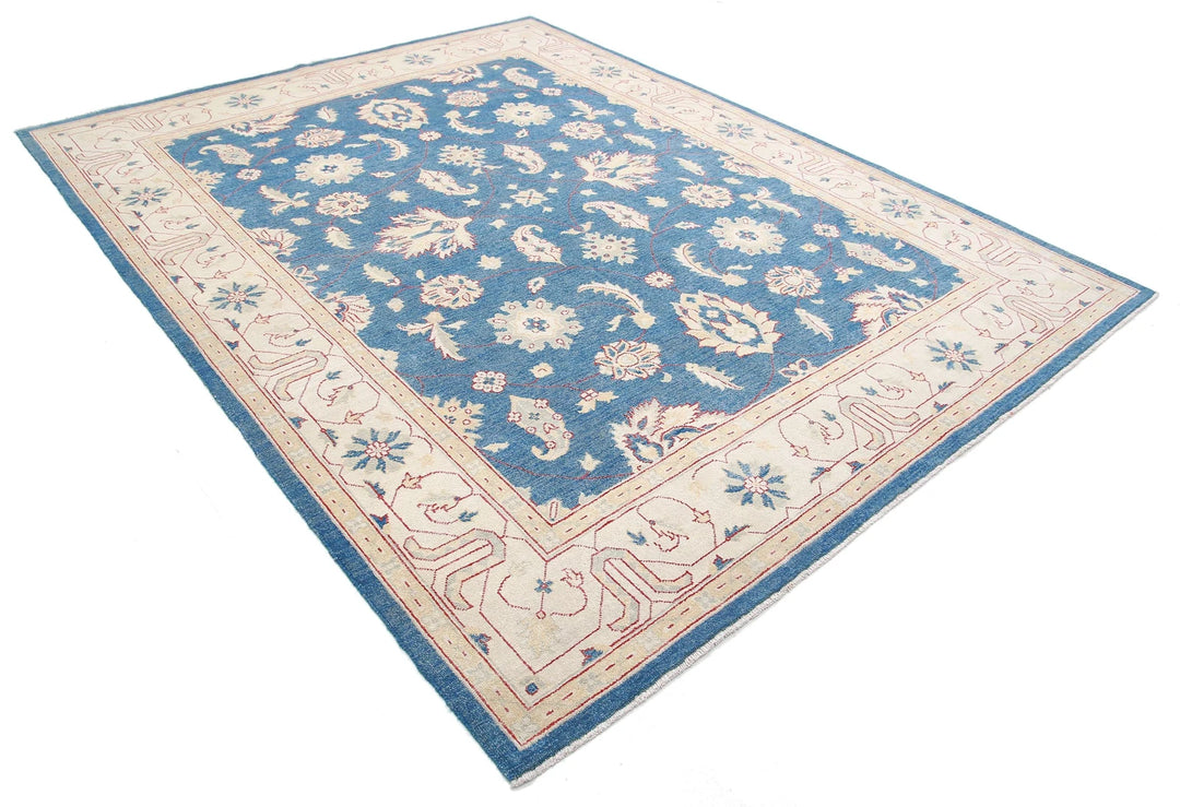 Blue Afghan Ziegler Rug 7' 11" x 10' 4" Hand-Knotted | No. AT61579