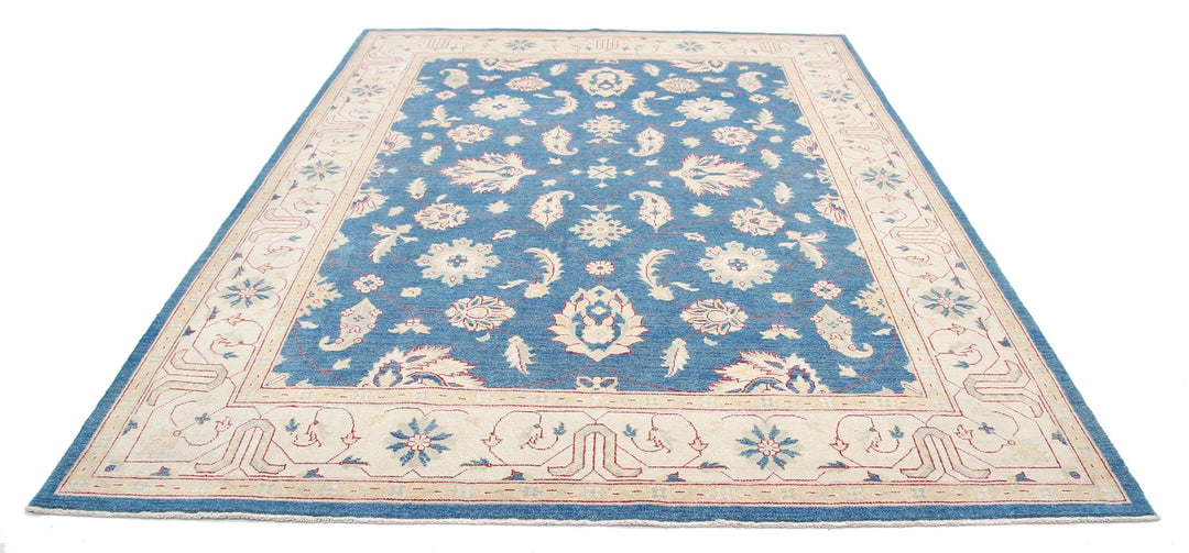 Blue Afghan Ziegler Rug 7' 11" x 10' 4" Hand-Knotted | No. AT61579