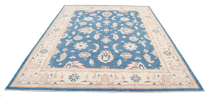 Blue Afghan Ziegler Rug 7' 11" x 10' 4" Hand-Knotted | No. AT61579