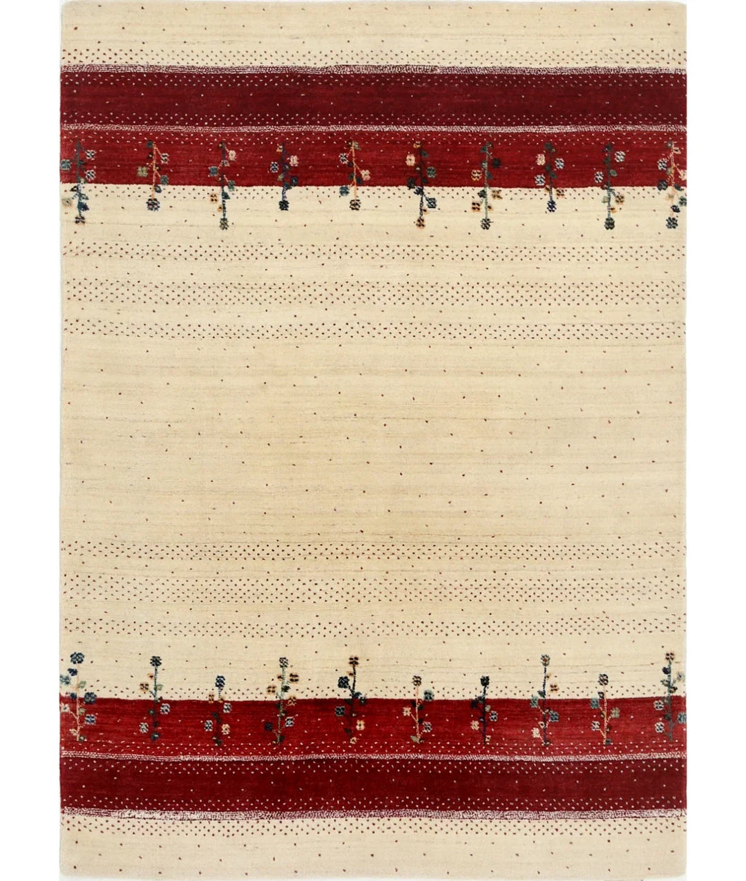 Ivory Indian Oriental Rug 4' 8" x 6' 7" Hand-Knotted | No. AT61594