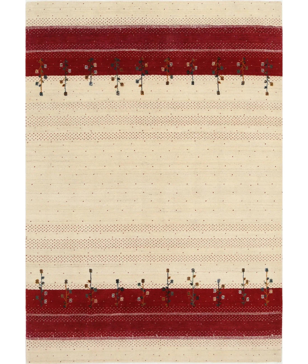 Ivory Indian Lori Rug 5' 4" x 7' 5" Hand-Knotted | No. AT61612