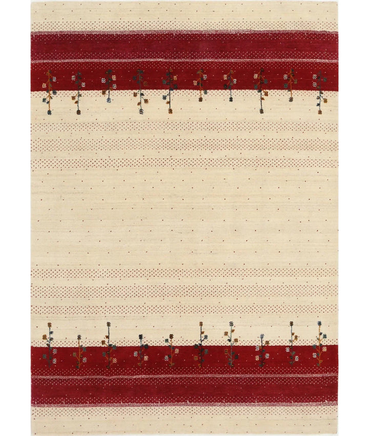 Ivory Indian Lori Rug 5' 4" x 7' 5" Hand-Knotted | No. AT61612