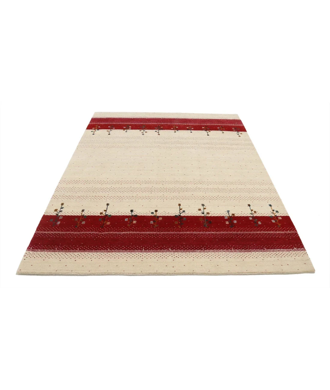 Ivory Indian Lori Rug 5' 4" x 7' 5" Hand-Knotted | No. AT61612