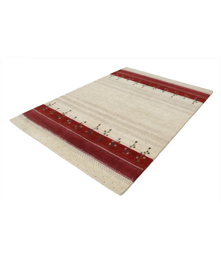 Ivory Indian Lori Rug 5' 4" x 7' 5" Hand-Knotted | No. AT61612