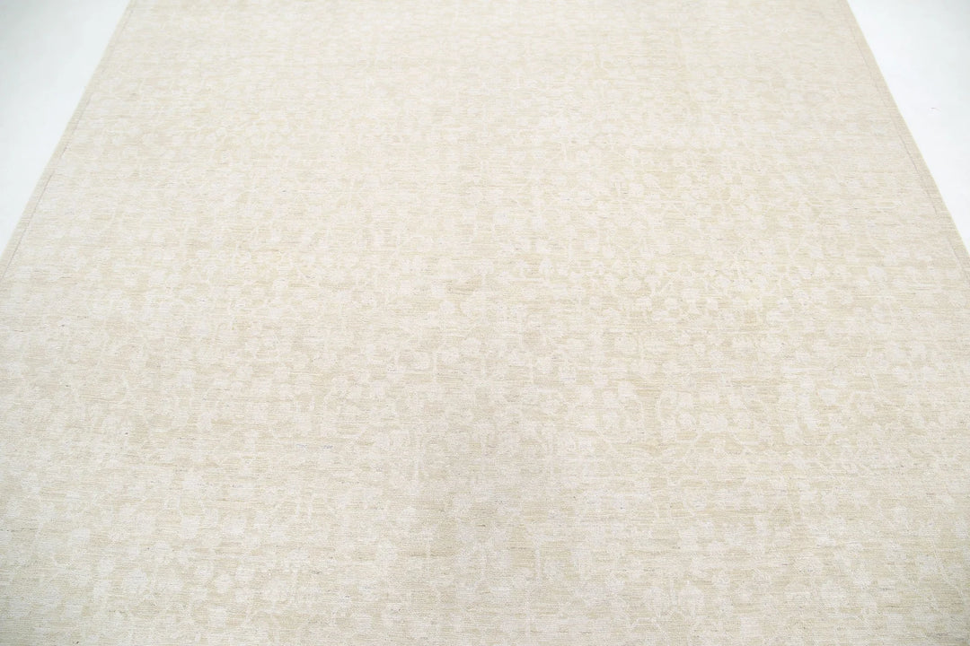Ivory Afghan Serenity Rug 7' 11" x 9' 10" Hand-Knotted | No. AT61619