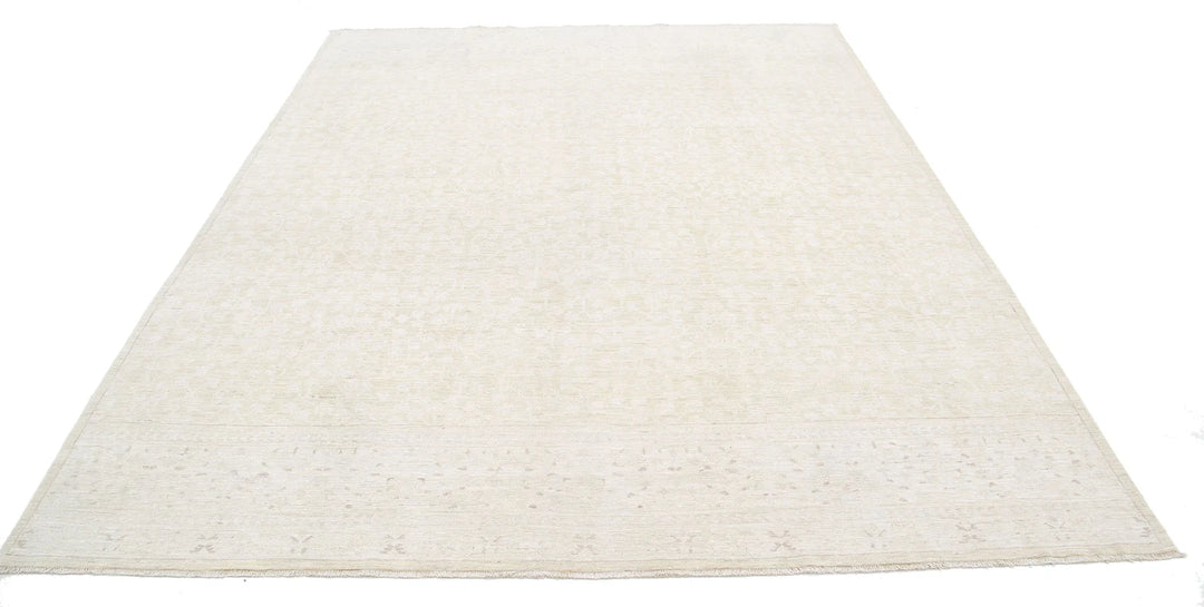 Ivory Afghan Serenity Rug 7' 11" x 9' 10" Hand-Knotted | No. AT61619