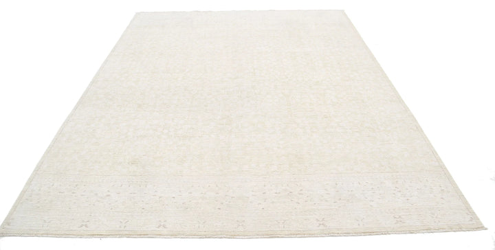 Ivory Afghan Serenity Rug 7' 11" x 9' 10" Hand-Knotted | No. AT61619