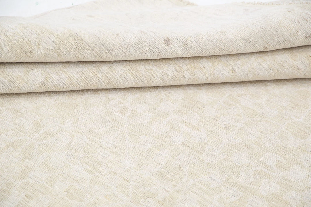 Ivory Afghan Serenity Rug 7' 11" x 9' 10" Hand-Knotted | No. AT61619