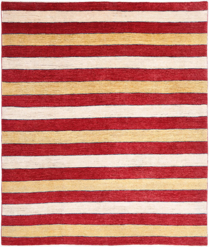 Beige Afghan Modcar Rug 6' 8" x 8' 1" Hand-Knotted | No. AT61795