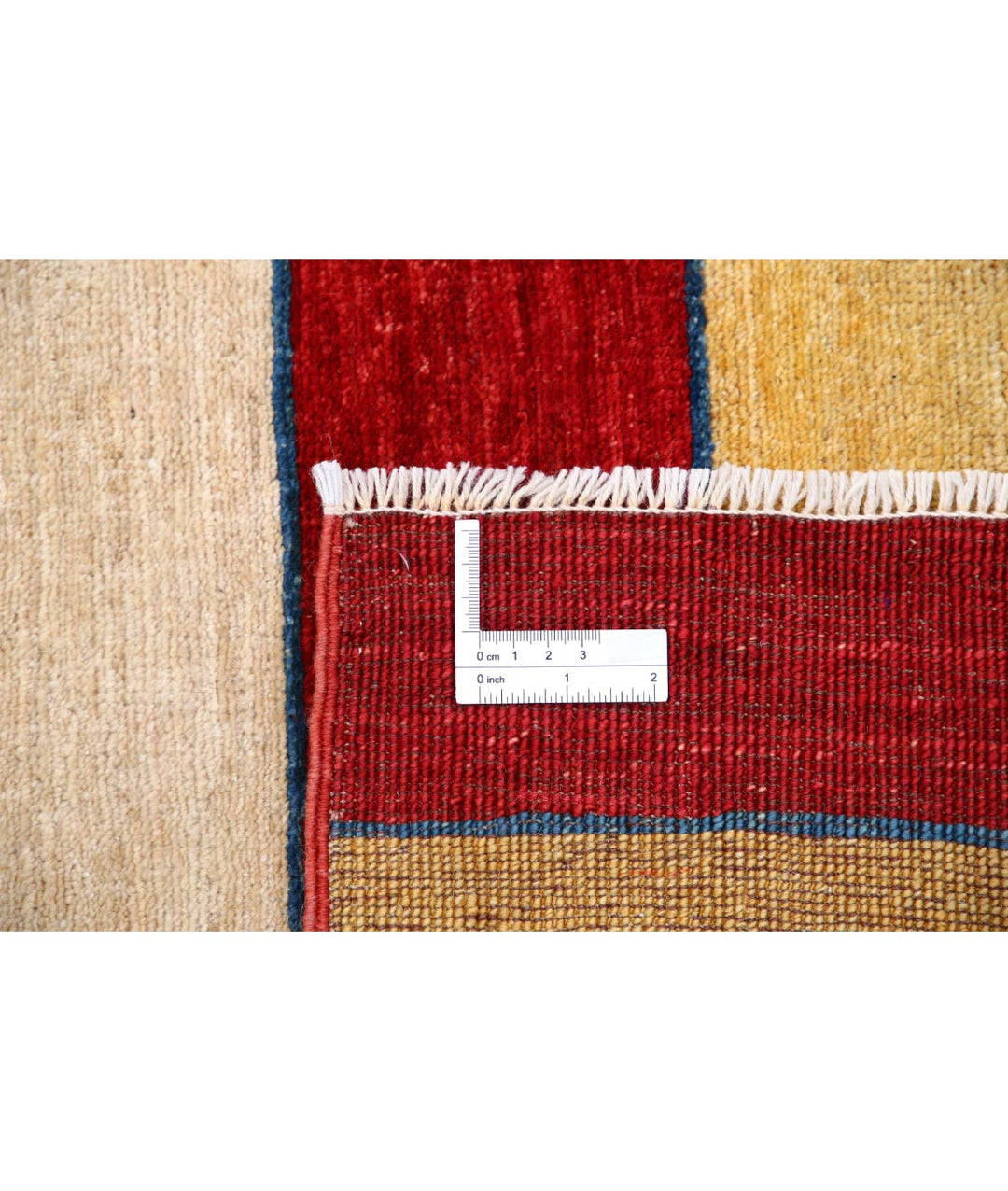 Beige Afghan Modcar Rug 6' 8" x 8' 1" Hand-Knotted | No. AT61795