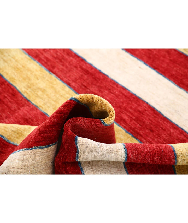 Beige Afghan Modcar Rug 6' 8" x 8' 1" Hand-Knotted | No. AT61795