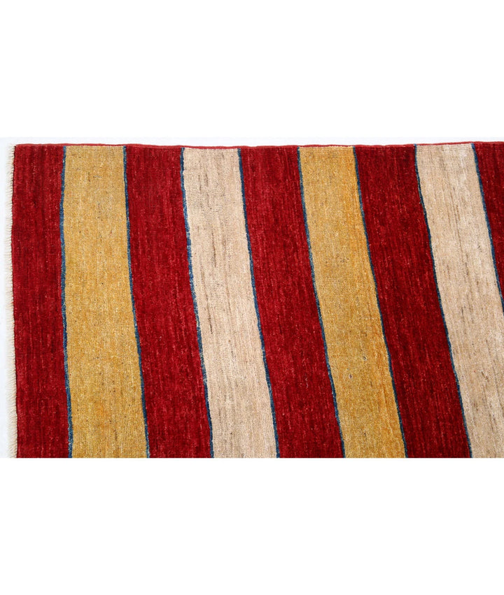 Beige Afghan Modcar Rug 6' 8" x 8' 1" Hand-Knotted | No. AT61795