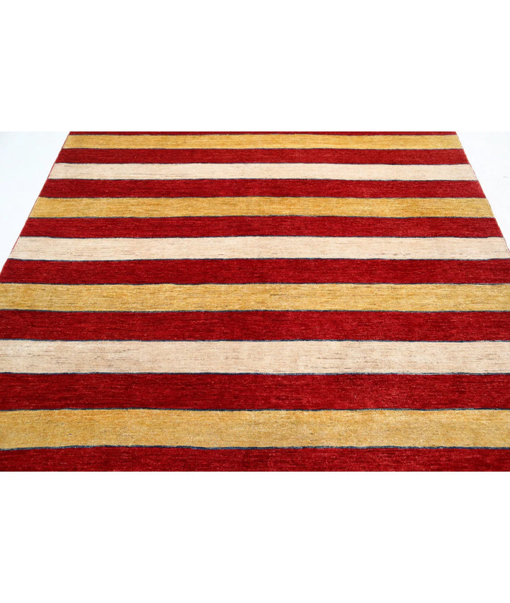 Beige Afghan Modcar Rug 6' 8" x 8' 1" Hand-Knotted | No. AT61795