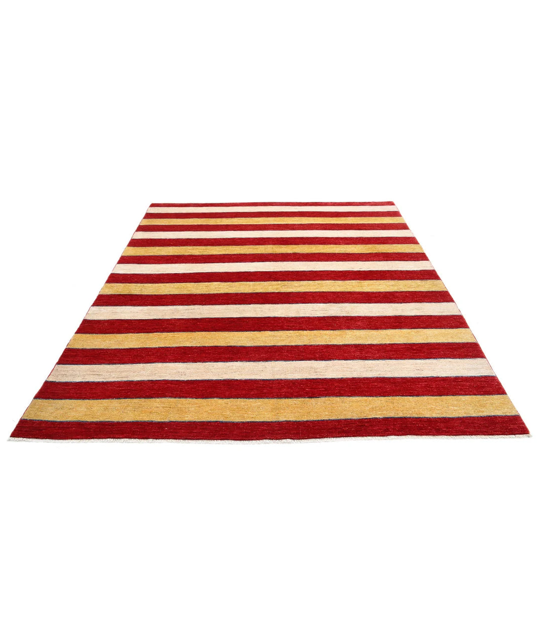 Beige Afghan Modcar Rug 6' 8" x 8' 1" Hand-Knotted | No. AT61795