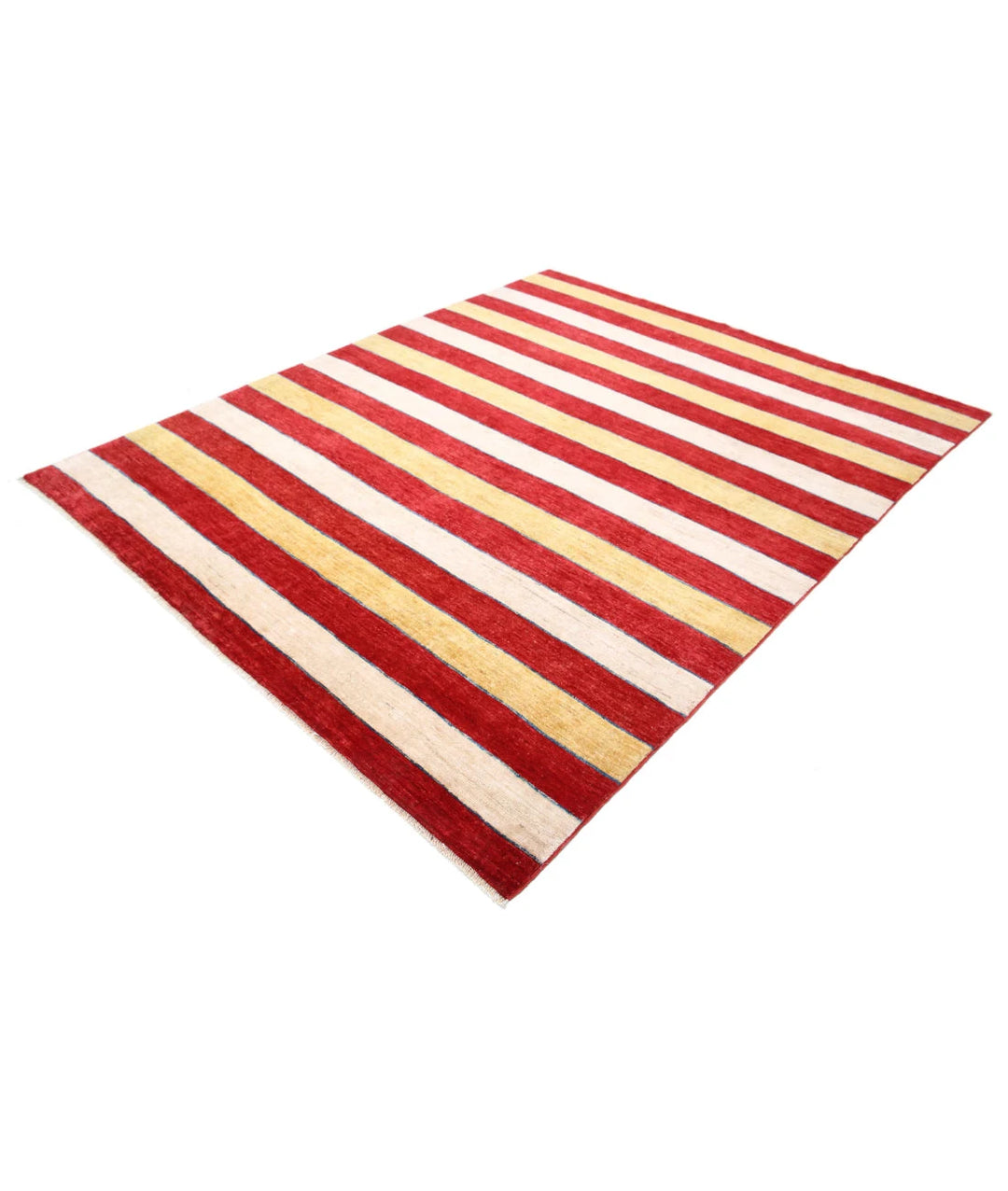 Beige Afghan Modcar Rug 6' 8" x 8' 1" Hand-Knotted | No. AT61795