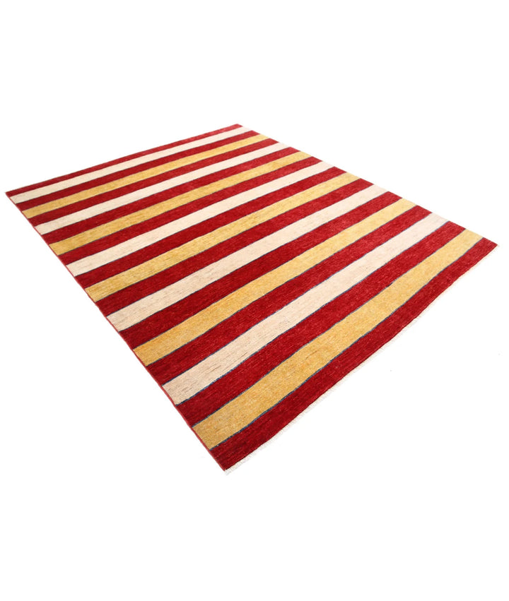 Beige Afghan Modcar Rug 6' 8" x 8' 1" Hand-Knotted | No. AT61795