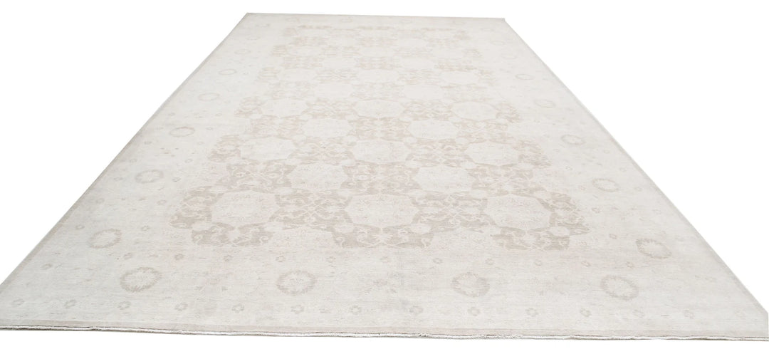 Ivory Afghan Serenity Rug 10' 10" x 18' 5" Hand-Knotted | No. AT61819