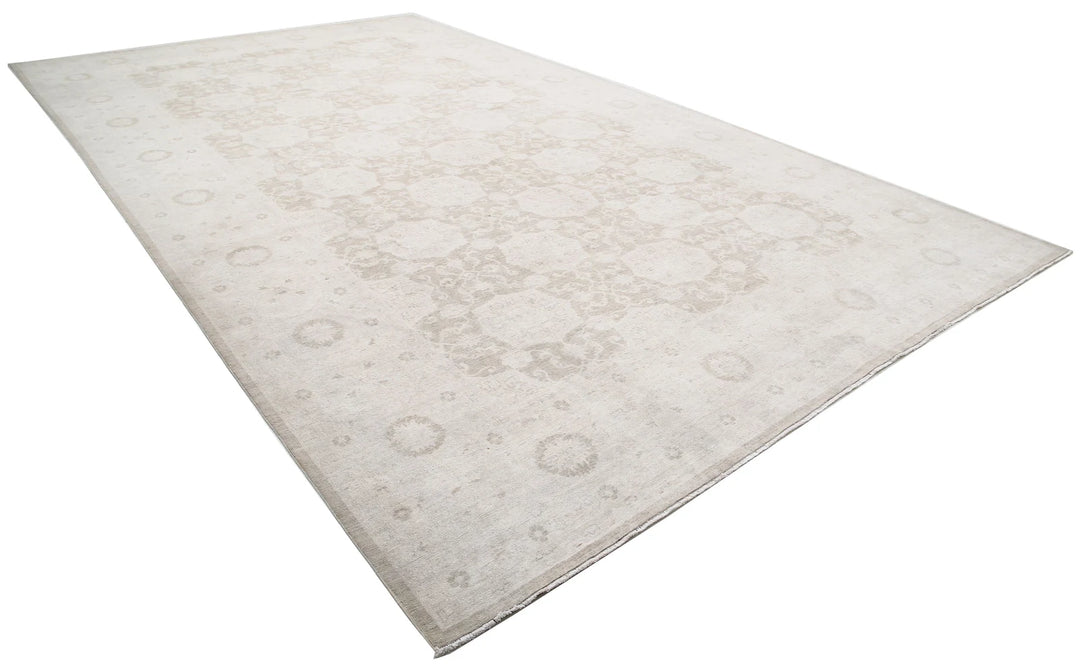 Ivory Afghan Serenity Rug 10' 10" x 18' 5" Hand-Knotted | No. AT61819