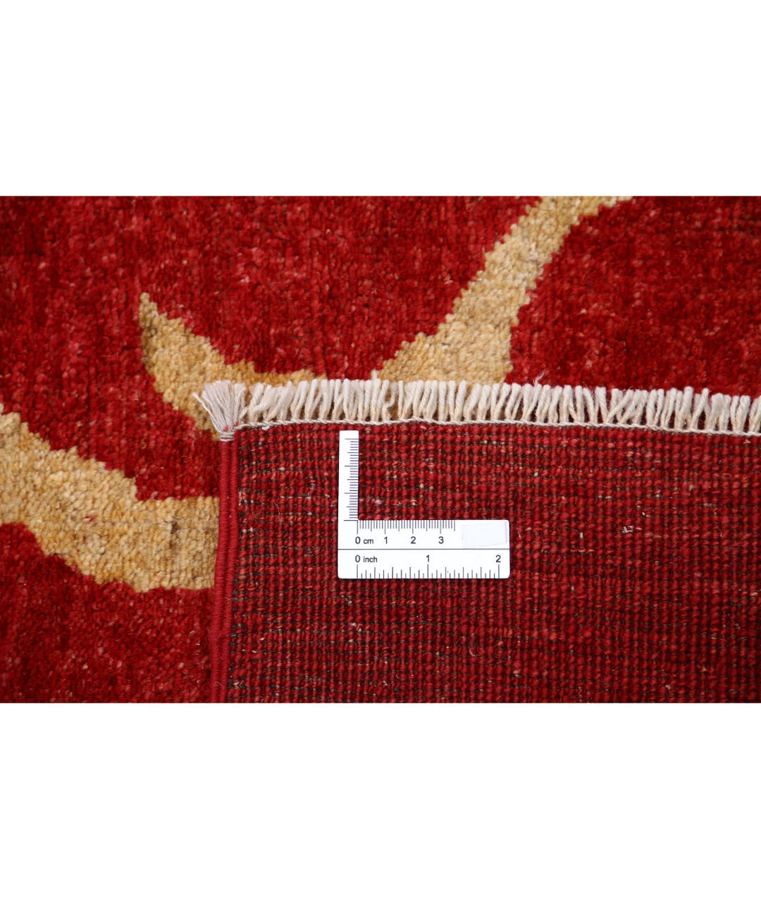 Beige Afghan Modcar Rug 6'7" x 6'10" Hand-Knotted | No. AT61898