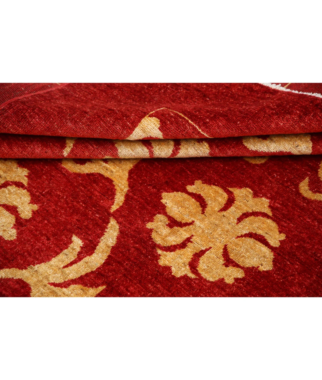 Beige Afghan Modcar Rug 6'7" x 6'10" Hand-Knotted | No. AT61898