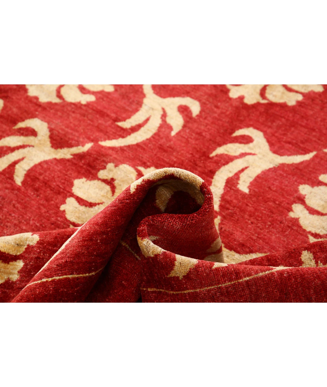 Beige Afghan Modcar Rug 6'7" x 6'10" Hand-Knotted | No. AT61898