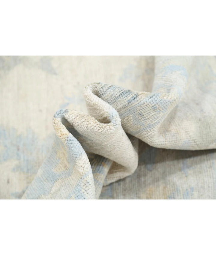 Blue Afghan Oushak Rug 6' 8" x 8' 3" Hand-Knotted | No. AT62058