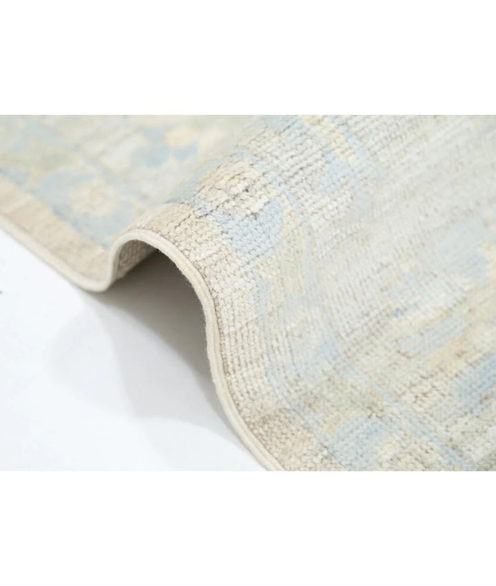 Blue Afghan Oushak Rug 6' 8" x 8' 3" Hand-Knotted | No. AT62058