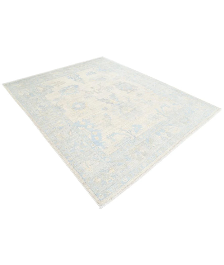 Blue Afghan Oushak Rug 6' 8" x 8' 3" Hand-Knotted | No. AT62058