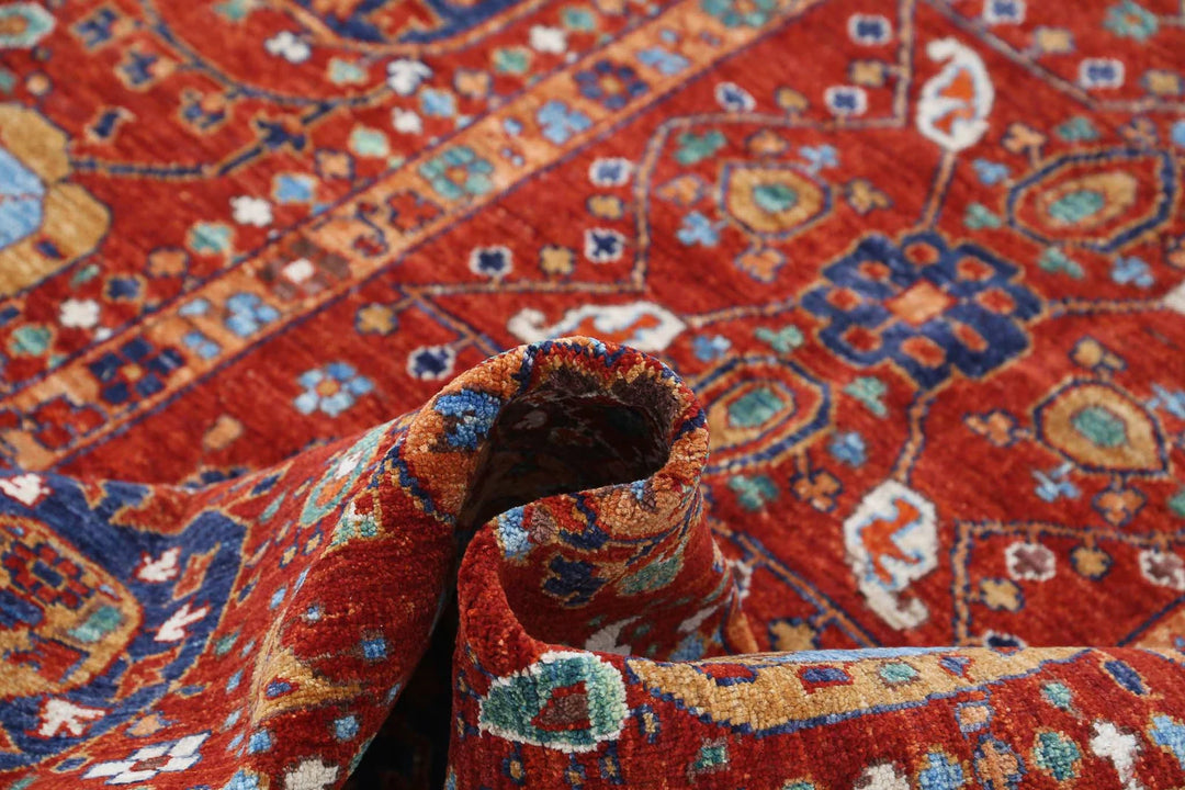Afghan Nomadic Caucasian Humna Rug 5' 6" x 7' 11" Hand-Knotted | No. AT62151