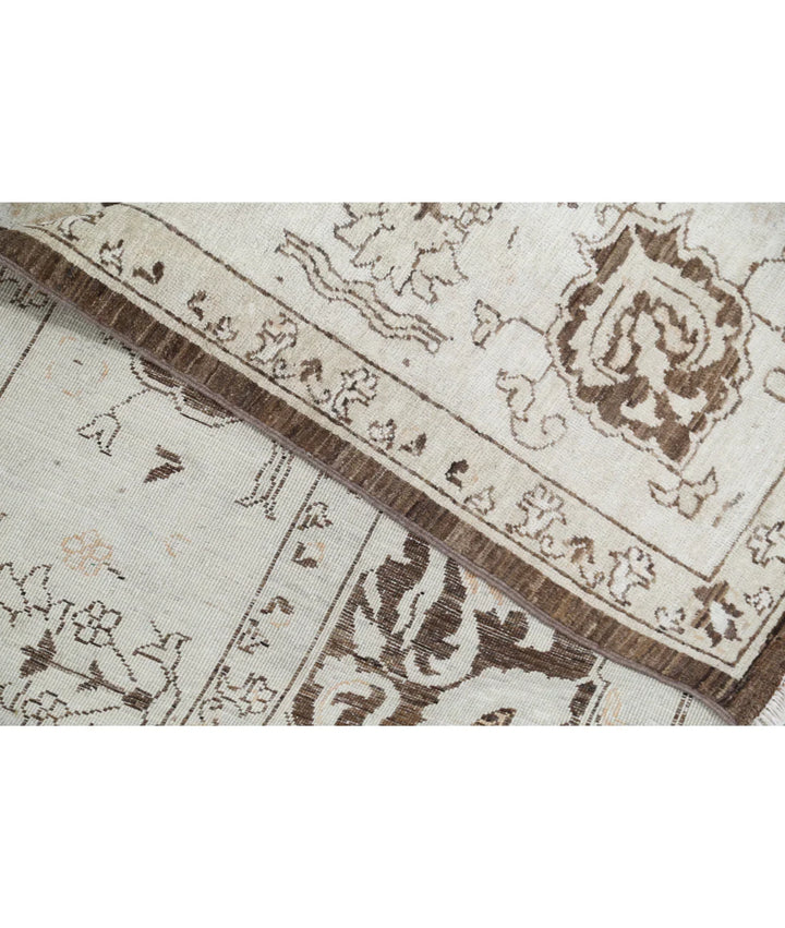 Brown Afghan Tabriz Rug 7' 10" x 9' 11" Hand-Knotted | No. AT621829