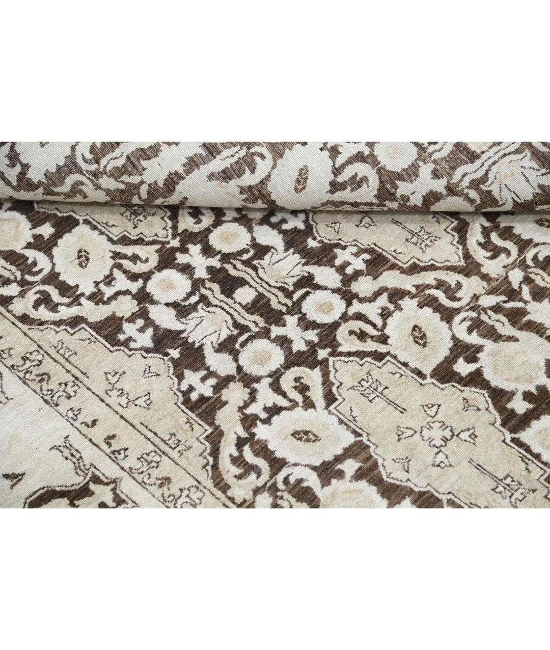 Brown Afghan Tabriz Rug 7' 10" x 9' 11" Hand-Knotted | No. AT621829