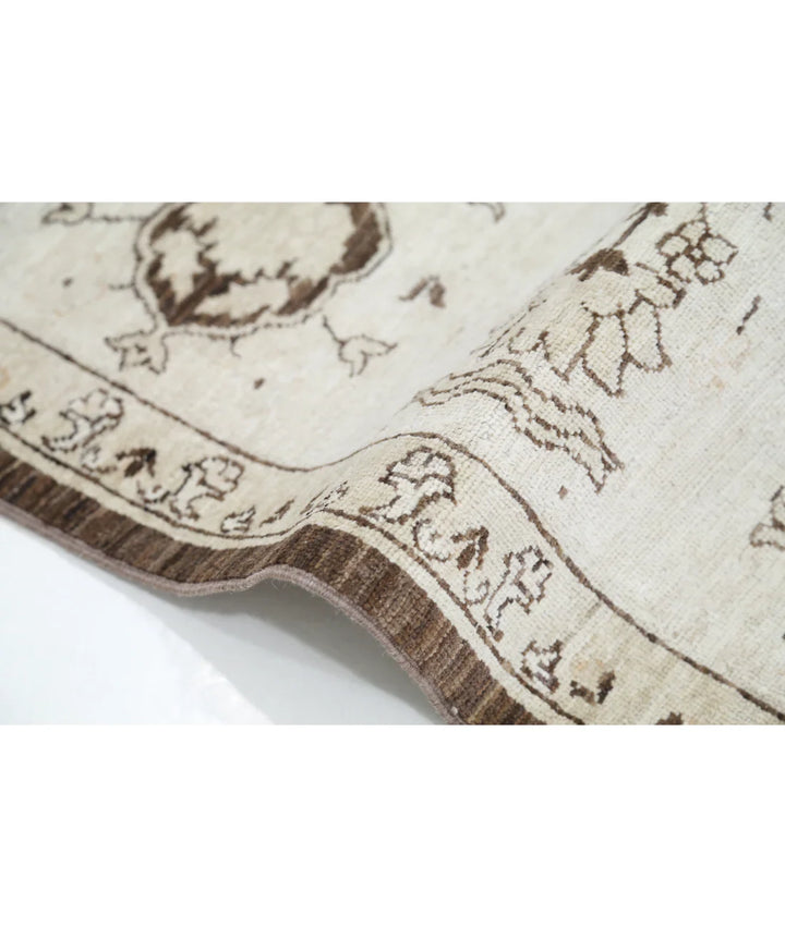 Brown Afghan Tabriz Rug 7' 10" x 9' 11" Hand-Knotted | No. AT621829