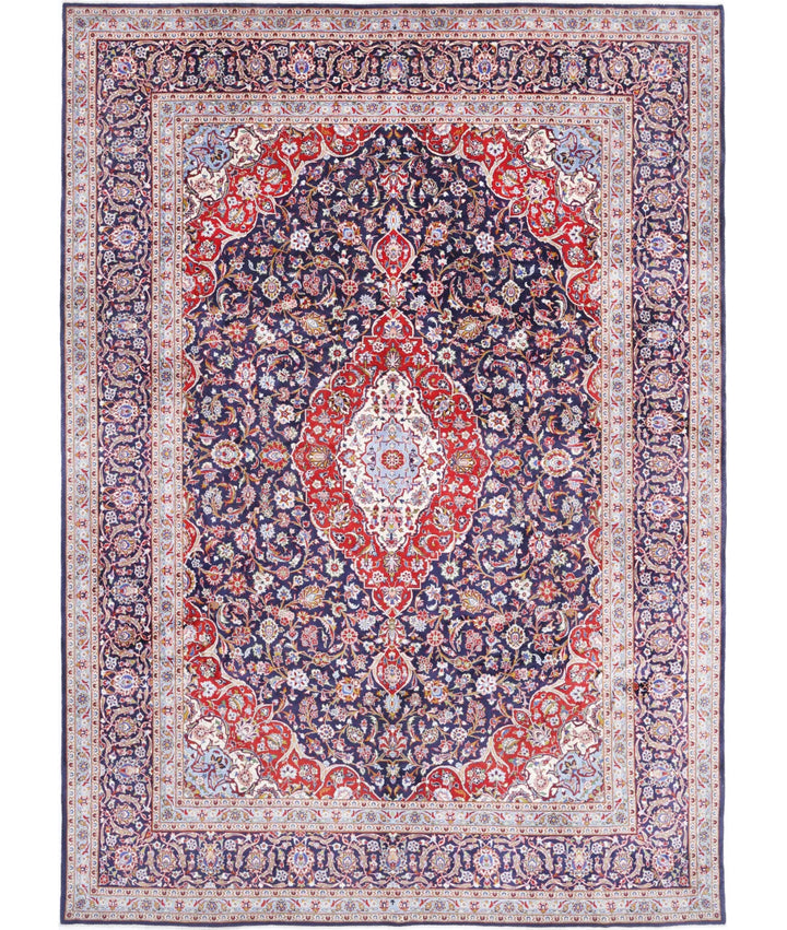 Blue Persian Kashan Rug 9' 9" x 13' 8" Hand-Knotted | No. AT62190