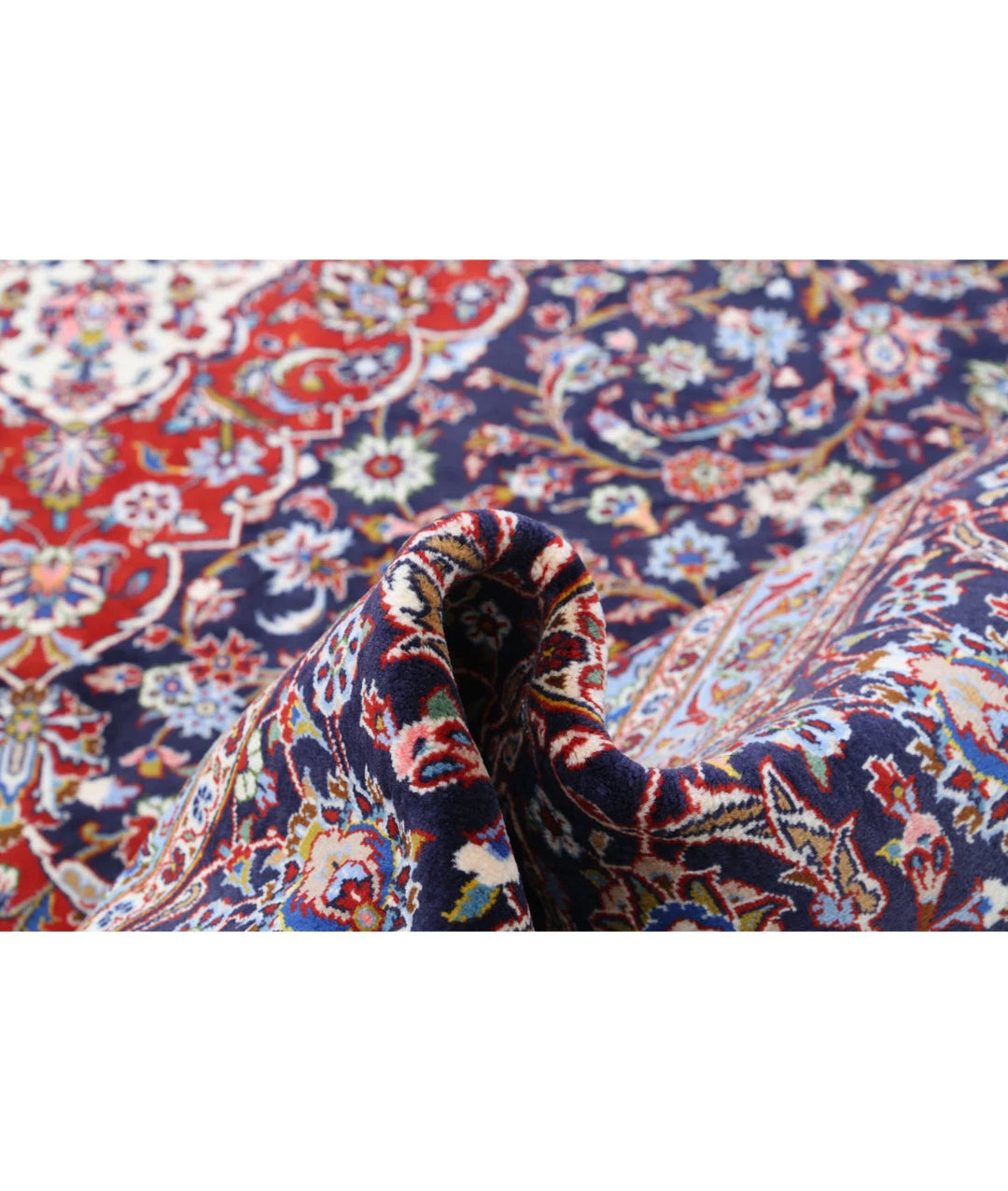 Blue Persian Kashan Rug 9' 9" x 13' 8" Hand-Knotted | No. AT62190