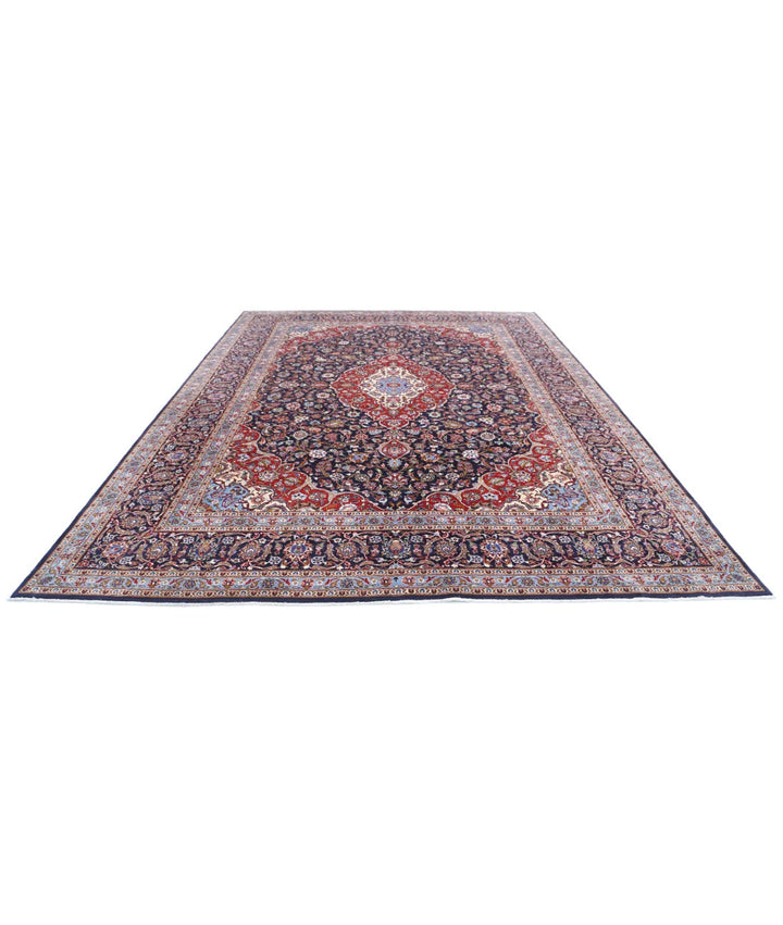 Blue Persian Kashan Rug 9' 9" x 13' 8" Hand-Knotted | No. AT62190