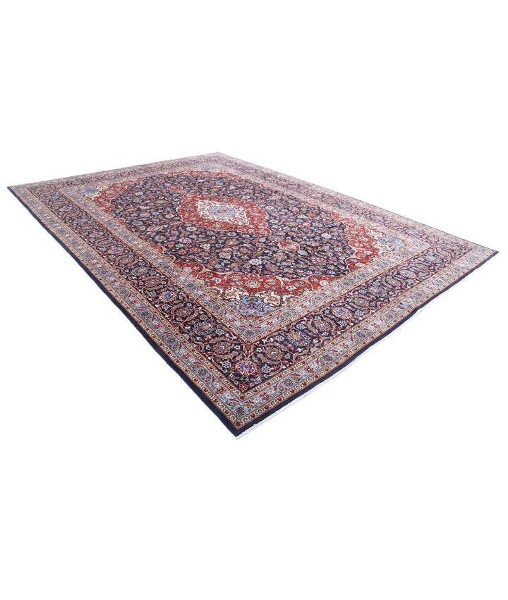 Blue Persian Kashan Rug 9' 9" x 13' 8" Hand-Knotted | No. AT62190