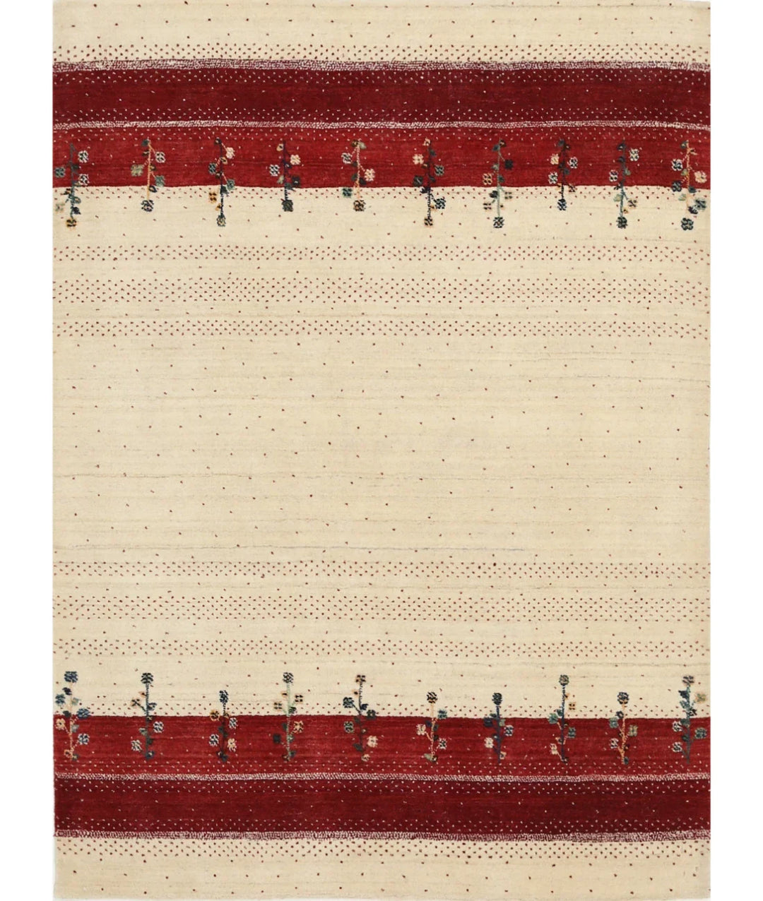 Ivory Indian Oriental Rug 4' 9" x 6' 6" Hand-Knotted | No. AT622639